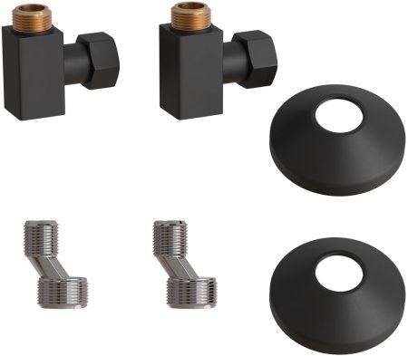 Комплект подключения для полотенцесушителя Point PN00012B 3/4"х1/2" г/ш (квадрат), черный 