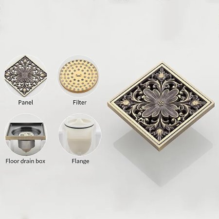 Душевой трап Gappo G81003-4 с решеткой Бронза 