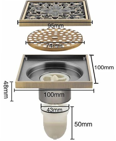 Душевой трап Gappo G81003-4 с решеткой Бронза 