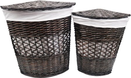 Корзина для белья WasserKRAFT Salm WB-270-L темно-коричневая, большая, угловая 