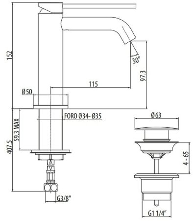 Смеситель для раковины Gattoni Circle Two 9142/91NO Черный матовый 