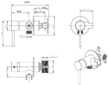 Гигиенический душ со смесителем Bronze de Luxe Scandi 701BR Бронза 