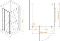Душевой уголок RGW PA-078-1B (RGW PA-008B + Z-060-2B) 800x900