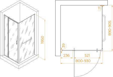Душевой уголок RGW PA-078-1B (RGW PA-008B + Z-060-2B) 800x900 