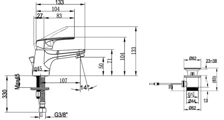 Смеситель Villeroy & Boch O.novo Start TVW10514111061 для раковины 