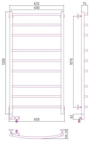 Полотенцесушитель электрический Сунержа Галант 2.0 120х60 L 