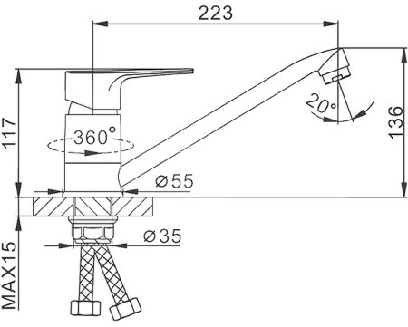 Смеситель для кухни Frap H702 F49702-B Хром 