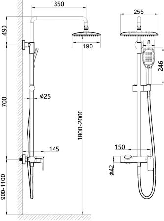 Душевая система Black&White Universe UK8300B 8300ВUK Черная матовая 