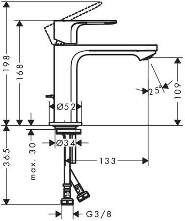 Смеситель для раковины Hansgrohe Rebris E 72560000 Хром 