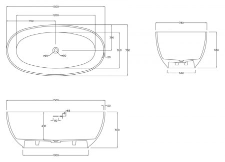 Ванна из искусственного камня ABBER Stein AS9641-1.5 белая матовая 