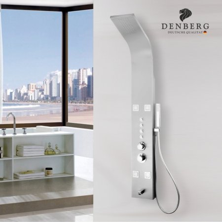 Душевая панель Denberg LT-201 с термостатом Нержавеющая сталь 