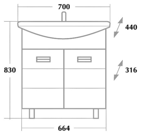 Тумба с раковиной Onika Балтика 70.17 
