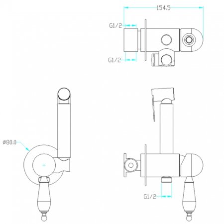 Гигиенический душ со смесителем Boheme Medici 435-BSW Золото 