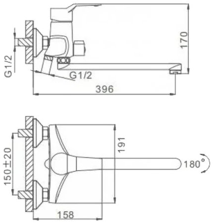 Смеситель для ванны Frap H63 F2263 универсальный Хром 