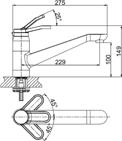 Смеситель D&K Rialto DA1062341 для кухонной мойки 