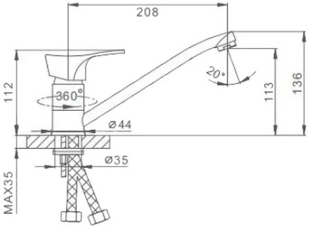 Смеситель для кухни Frap H14 F4214-B Хром 