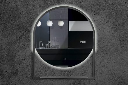 Зеркало Armadi Art Vallessi круглое с полочкой антрацит 80*90 550/2 