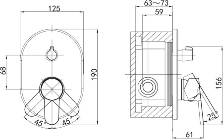 Смеситель D&K Rhein Marx DA1394801 С ВНУТРЕННЕЙ ЧАСТЬЮ, для ванны с душем 