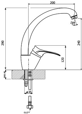 Смеситель для кухни Florentina FL-03 Бежевый 