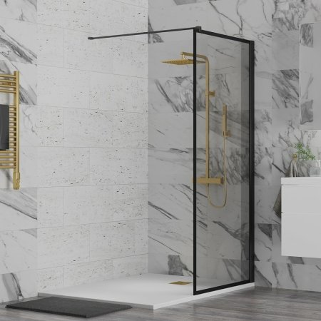 Душевая перегородка Paini 90 Walk-In 90F профиль Черный матовый стекло прозрачное 