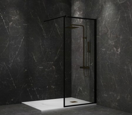 Душевая перегородка Paini 90 Walk-In 90F профиль Черный матовый стекло прозрачное 