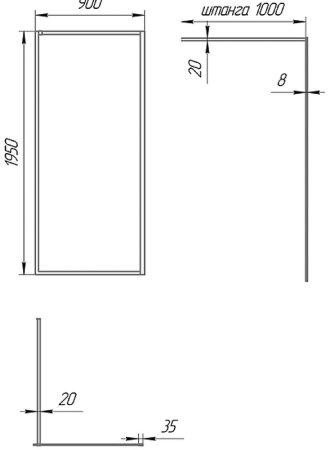Душевая перегородка Paini 90 Walk-In 90F профиль Черный матовый стекло прозрачное 