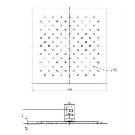 Верхний душ Omnires Ultra Slimline WGU225/KCR 