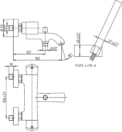 Смеситель для ванны Paini Lady 89PW105TH с термостатом Никель 