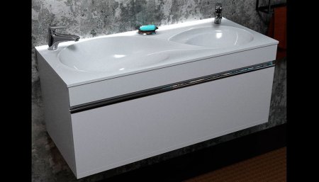 Тумба с раковиной подвесная VELVEX Otto 100 белая 