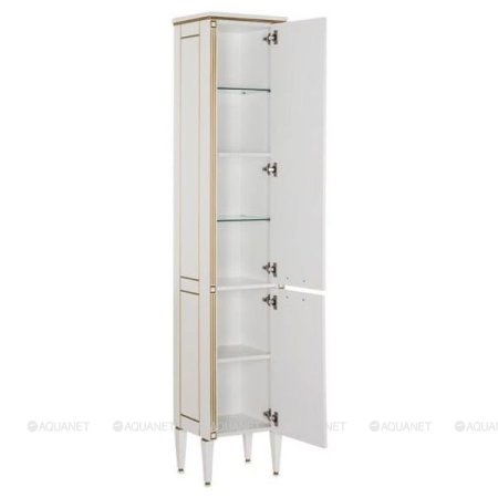 Шкаф-пенал для ванной Aquanet Паола 40 белый/золото 
