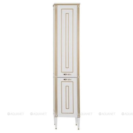 Шкаф-пенал для ванной Aquanet Паола 40 белый/золото 