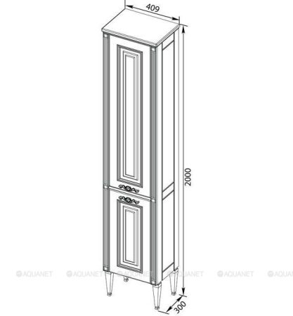 Шкаф-пенал для ванной Aquanet Паола 40 белый/золото 
