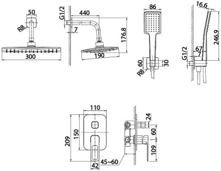 Душевая система Iddis Slide SLISB02i67 Хром 