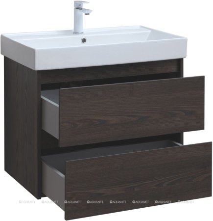 Тумба с раковиной Aquanet Nova Lite 75 дуб черный (2 ящика) 