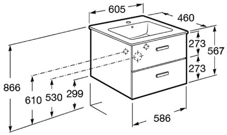 Тумба под раковину Roca Victoria Nord 60 ZRU9000028 подвесная Белая 