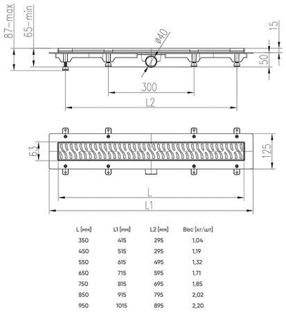 Душевой лоток Azario AZ-CH 850 KN с рамкой и решеткой Klasik 