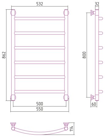 Полотенцесушитель водяной Сунержа Галант+ 800х500 мм. бронза 