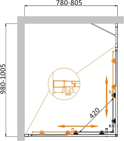 Душевой уголок Cezares Molveno AH 21 80+20 C Cr IV 