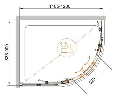 Душевой уголок Cezares ECO-O-RH-2-120/90-C-Cr 