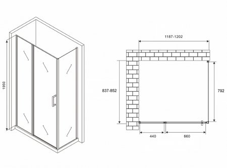 Душевой уголок Abber Sonnenstrand 120x85 AG04120MS-S85M профиль Хром стекло матовое 