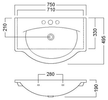 Раковина Hatria Sophie 75 см Y0FG 