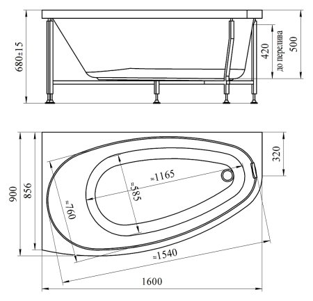 Акриловая ванна Радомир Орсини правая 