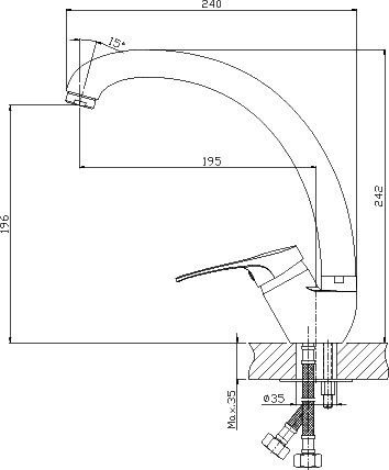 Смеситель для кухни Rossinka B35-25 Хром 