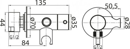 Смеситель Cezares CZR-DA1-NOP С ВНУТРЕННЕЙ ЧАСТЬЮ, для гигиенического душа черный матовый 