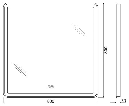 Зеркало BelBagno SPC-MAR-800-800-LED-TCH-WARM с подогревом 