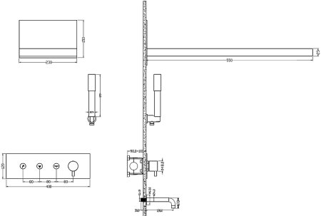 Душевая система Boheme Fusion 130-2-G Золото глянцевое 