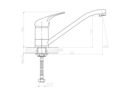 Смеситель для кухни гайка HAIBA HB4903-K 