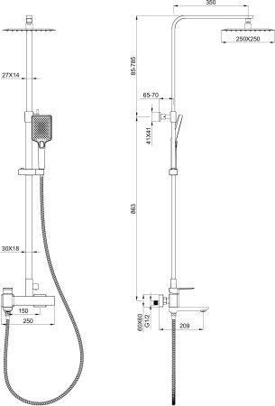 Душевая система WONZON & WOGHAND, Брашированное золото (WW-88739003-BG) 