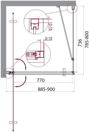 Душевой уголок BelBagno Marmi 90х80 MARMI-AH-1-90/80-C-Cr профиль Хром стекло прозрачное 