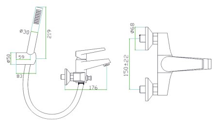 Смеситель Zorg Inox Rados для ванны с душем 